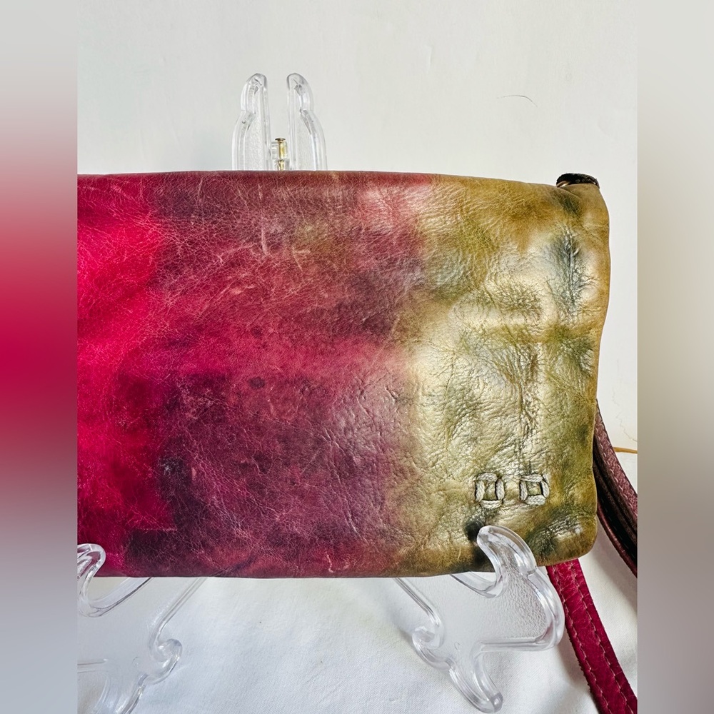 Bed Stu Ombre Red to Olive Green Leather Crossbody Bag - Picture 2 of 5